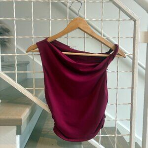 Garage Asymmetrical Twist Top One Shoulder Burgundy XS